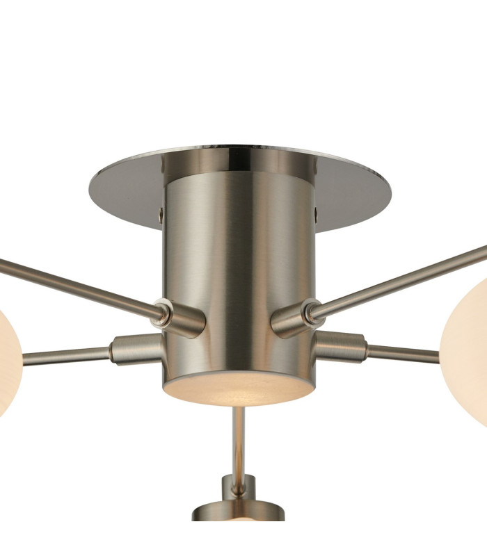 Addie Flush Ceiling 5 Globe Light G9 Satin Nickel/Opal Glass-5
