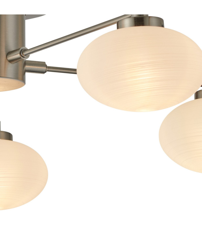 Addie Flush Ceiling 5 Globe Light G9 Satin Nickel/Opal Glass-7
