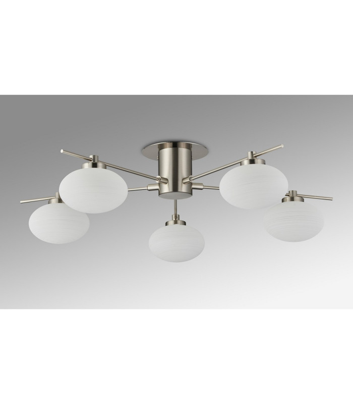 Addie Flush Ceiling 5 Globe Light G9 Satin Nickel/Opal Glass-8