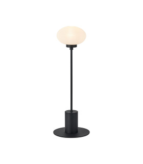 Addie Table Lamp 1 Globe Light G9 Satin Black/Opal Glass-1
