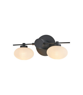 Addie Wall Lamp 2 Globe Light G9 Satin Black/Opal Glass-1