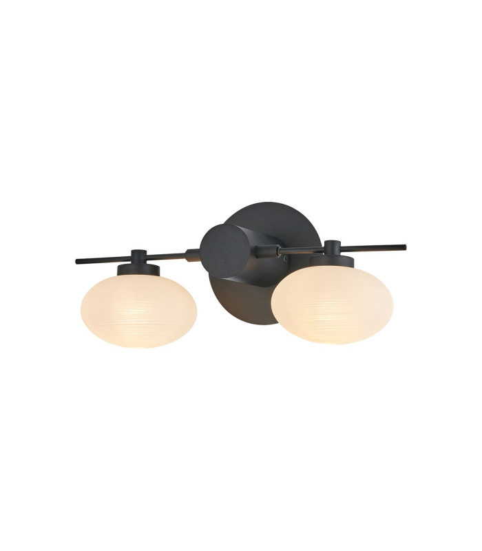 Addie Wall Lamp 2 Globe Light G9 Satin Black/Opal Glass-1