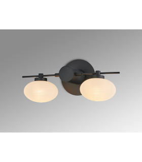 Addie Wall Lamp 2 Globe Light G9 Satin Black/Opal Glass-2