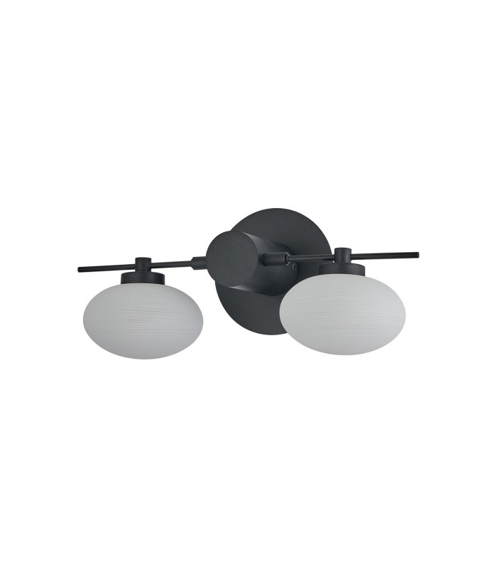 Addie Wall Lamp 2 Globe Light G9 Satin Black/Opal Glass-4