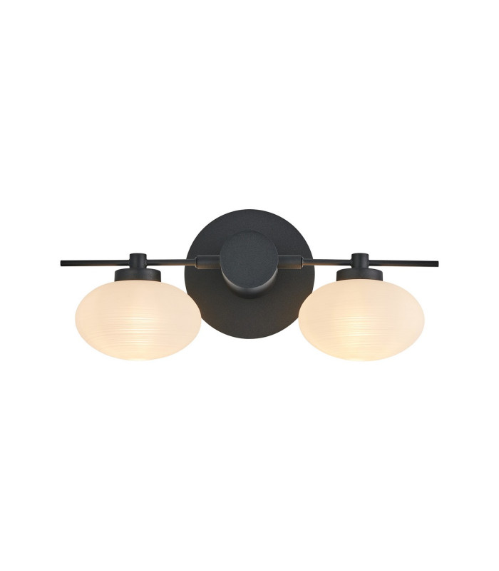 Addie Wall Lamp 2 Globe Light G9 Satin Black/Opal Glass-5