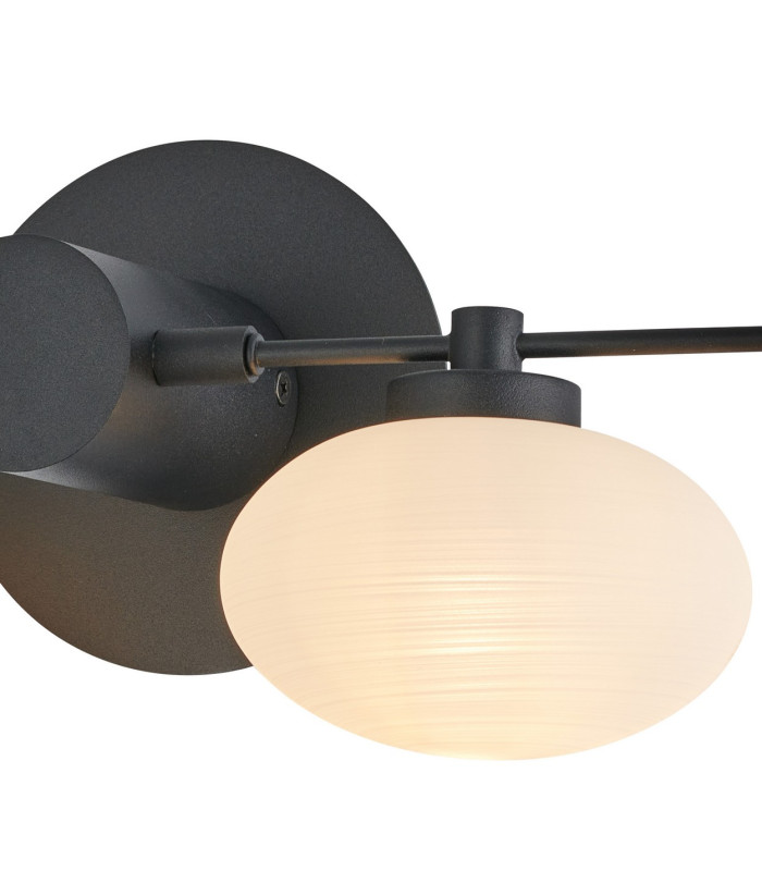 Addie Wall Lamp 2 Globe Light G9 Satin Black/Opal Glass-6