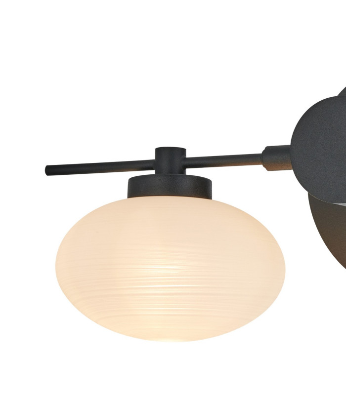 Addie Wall Lamp 2 Globe Light G9 Satin Black/Opal Glass-7