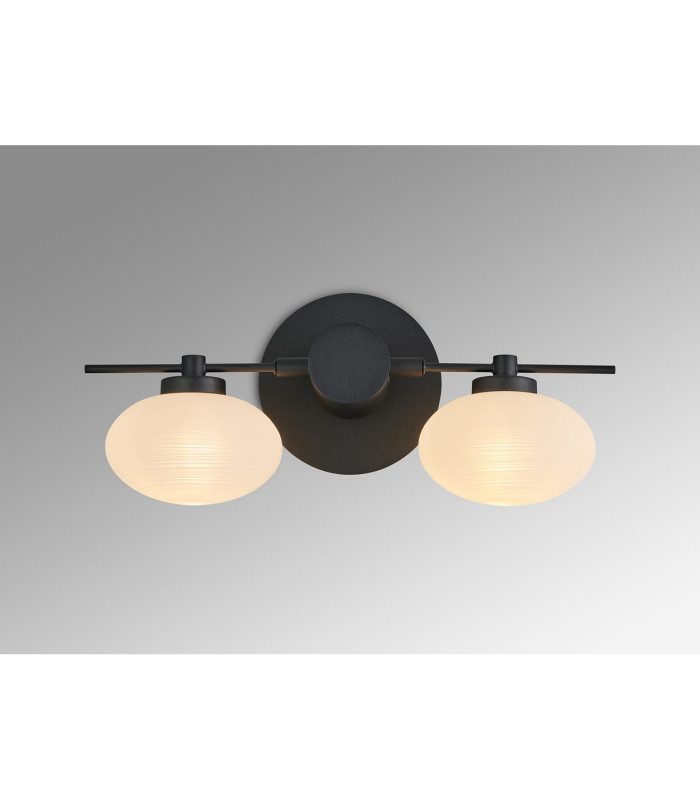 Addie Wall Lamp 2 Globe Light G9 Satin Black/Opal Glass-10