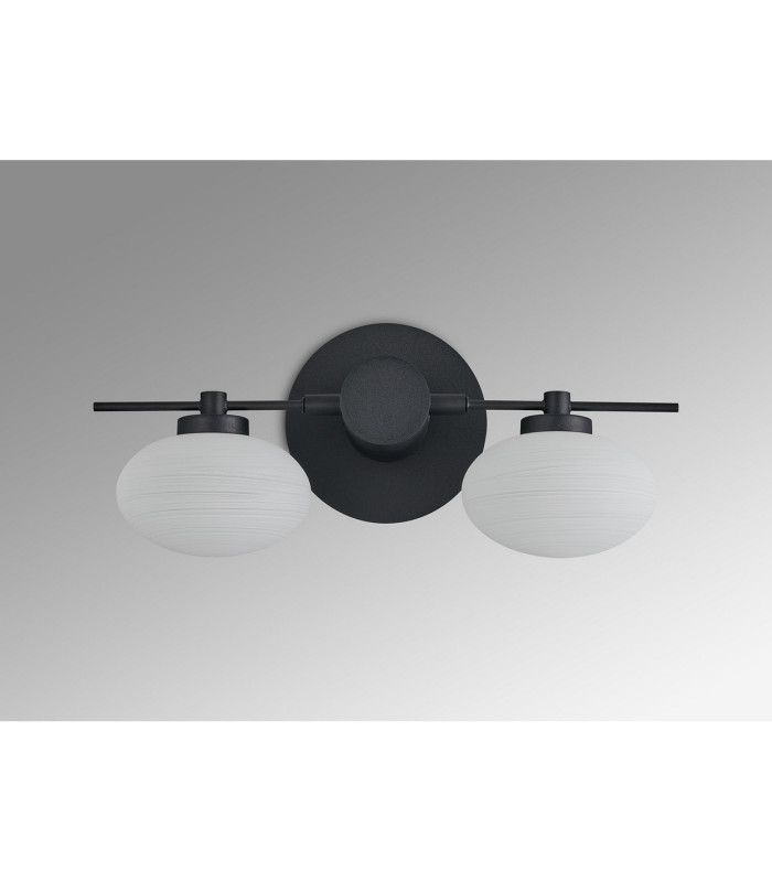 Addie Wall Lamp 2 Globe Light G9 Satin Black/Opal Glass-11
