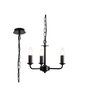 Banyan 35cm 3 Light Multi Arm Pendant Without Shade 1.5m Chain E14 Matt Black-1