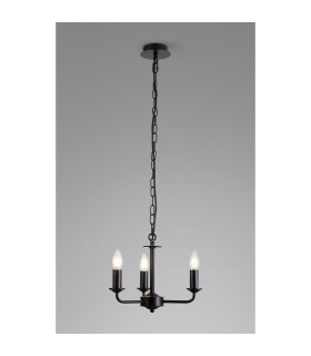 Banyan 35cm 3 Light Multi Arm Pendant Without Shade 1.5m Chain E14 Matt Black-2