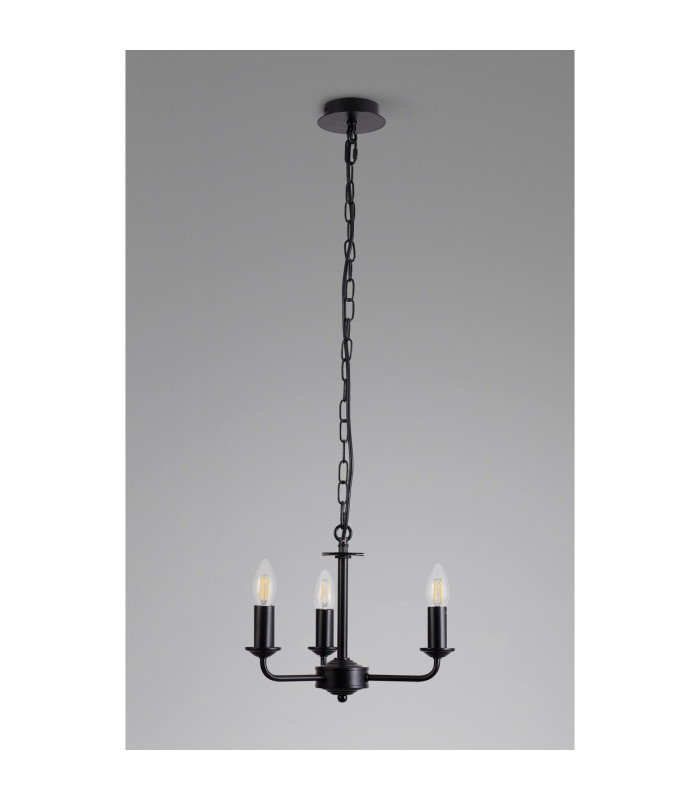 Banyan 35cm 3 Light Multi Arm Pendant Without Shade 1.5m Chain E14 Matt Black-9