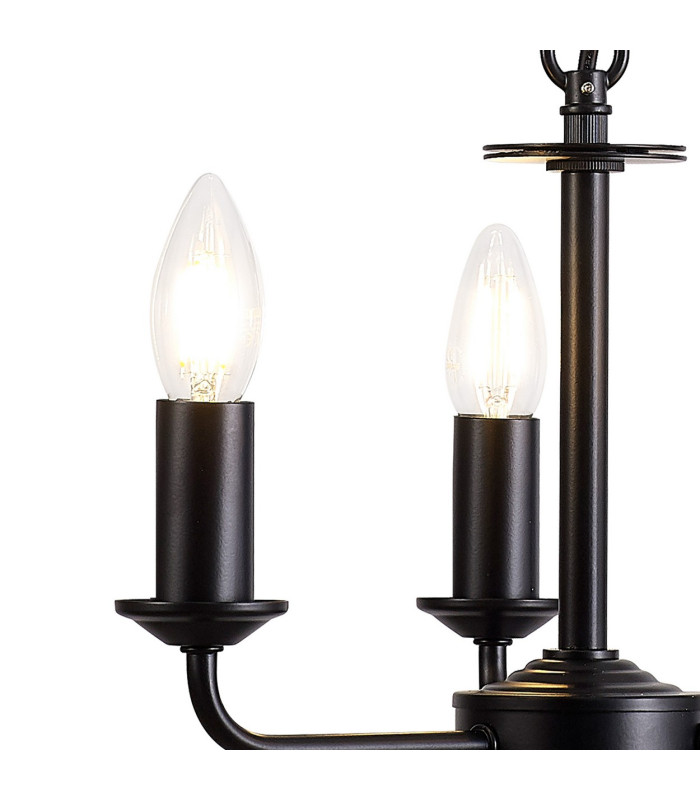 Banyan 35cm 3 Light Multi Arm Pendant Without Shade 1.5m Chain E14 Matt Black-7
