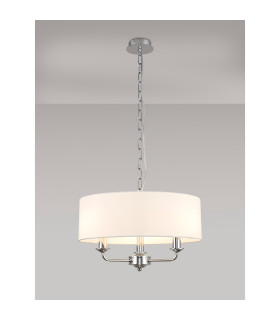 Banyan 3 Light Multi Arm Pendant E14 Polished Chrome With 45cm x 15cm Faux Silk Shade White-2