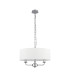 Banyan 3 Light Multi Arm Pendant E14 Polished Chrome With 45cm x 15cm Faux Silk Shade White-4