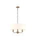 Banyan 3 Light Multi Arm Pendant E14 Antique Brass With 45cm x 15cm Faux Silk Shade White-1