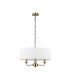 Banyan 3 Light Multi Arm Pendant E14 Antique Brass With 45cm x 15cm Faux Silk Shade White-4
