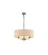 Banyan 3 Light Multi Arm Pendant E14 Antique Brass With 45cm x 15cm Faux Silk Shade Ivory Pearl/White Laminate-1