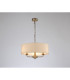 Banyan 3 Light Multi Arm Pendant E14 Antique Brass With 45cm x 15cm Faux Silk Shade Ivory Pearl/White Laminate-2