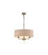 Banyan 3 Light Multi Arm Pendant E14 Antique Brass With 45cm x 15cm Dual Faux Silk Shade Nude Beige/Moonlight-1