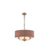Banyan 3 Light Multi Arm Pendant E14 Antique Brass With 45cm x 15cm Dual Faux Silk Shade Taupe/Halo Gold-1