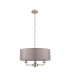 Banyan 3 Light Multi Arm Pendant E14 Satin Nickel With 45cm x 15cm Faux Silk Shade Grey-4