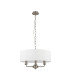 Banyan 3 Light Multi Arm Pendant E14 Satin Nickel With 45cm x 15cm Faux Silk Shade White-4