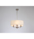 Banyan 3 Light Multi Arm Pendant E14 Satin Nickel With 45cm x 15cm Faux Silk Shade Ivory Pearl/White Laminate-2