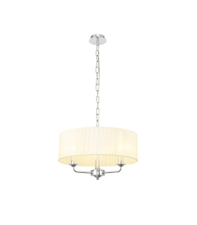 Banyan 3 Light Multi Arm Pendant With 45cm x 15cm Organza Shade Polished Chrome/Cream-1