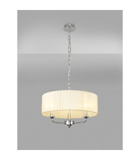 Banyan 3 Light Multi Arm Pendant With 45cm x 15cm Organza Shade Polished Chrome/Cream-2