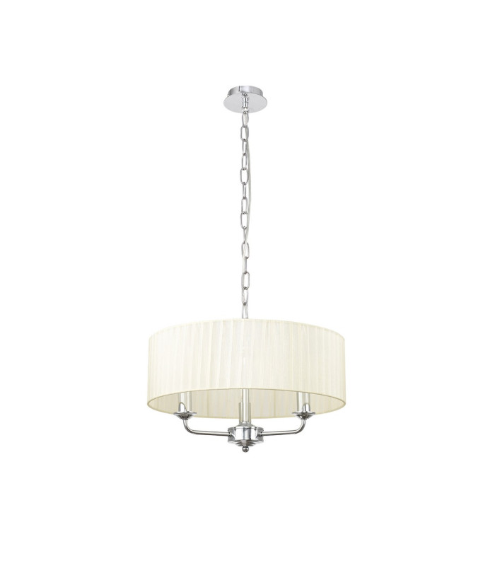 Banyan 3 Light Multi Arm Pendant With 45cm x 15cm Organza Shade Polished Chrome/Cream-4