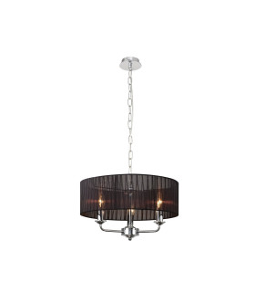 Banyan 3 Light Multi Arm Pendant With 45cm x 15cm Organza Shade Polished Chrome/Black-1