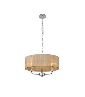 Banyan 3 Light Multi Arm Pendant With 45cm x 15cm Organza Shade Polished Chrome/Soft Bronze-1