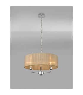 Banyan 3 Light Multi Arm Pendant With 45cm x 15cm Organza Shade Polished Chrome/Soft Bronze-2