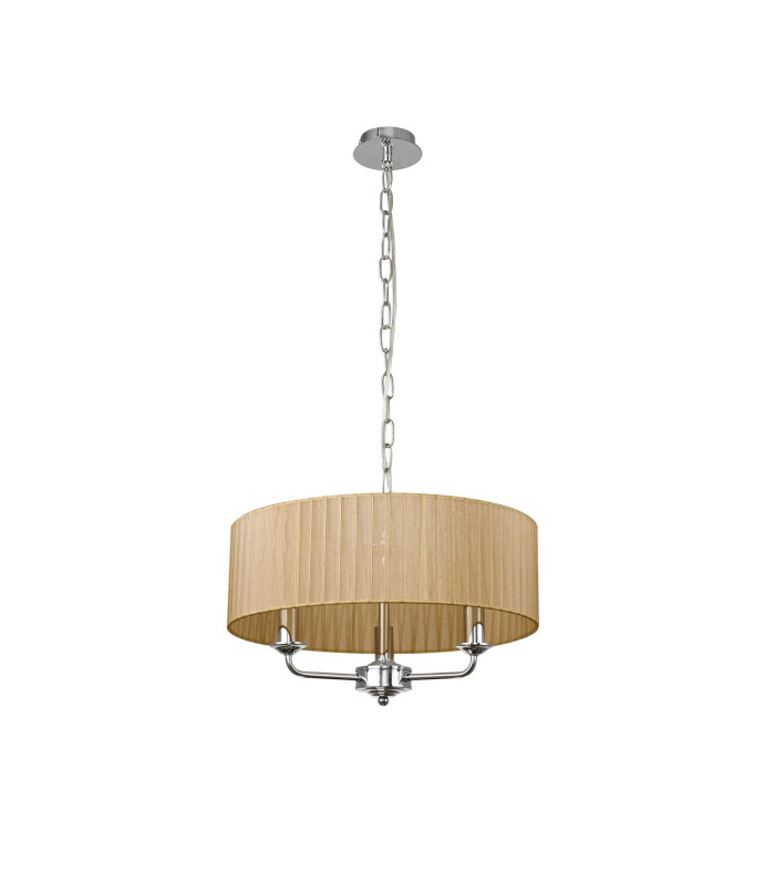 Banyan 3 Light Multi Arm Pendant With 45cm x 15cm Organza Shade Polished Chrome/Soft Bronze-4