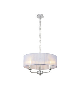 Banyan 3 Light Multi Arm Pendant With 45cm x 15cm Organza Shade Polished Chrome/Grey-1