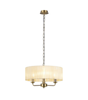 Banyan 3 Light Multi Arm Pendant With 45cm x 15cm Organza Shade Antique Brass/Cream-1