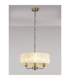 Banyan 3 Light Multi Arm Pendant With 45cm x 15cm Organza Shade Antique Brass/Cream-2
