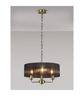 Banyan 3 Light Multi Arm Pendant With 45cm x 15cm Organza Shade Antique Brass/Black-2
