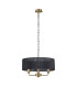 Banyan 3 Light Multi Arm Pendant With 45cm x 15cm Organza Shade Antique Brass/Black-4