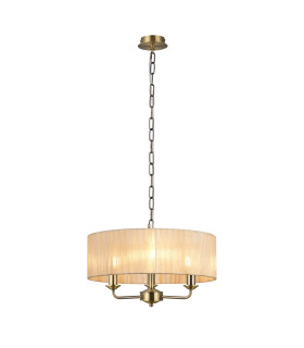 Banyan 3 Light Multi Arm Pendant With 45cm x 15cm Organza Shade Antique Brass/Soft Bronze-1