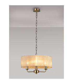 Banyan 3 Light Multi Arm Pendant With 45cm x 15cm Organza Shade Antique Brass/Soft Bronze-2
