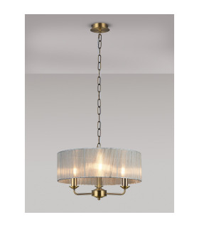Banyan 3 Light Multi Arm Pendant With 45cm x 15cm Organza Shade Antique Brass/Grey-2