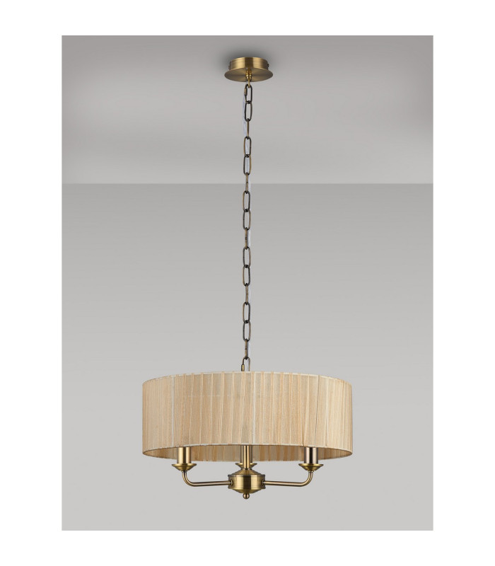 Banyan 3 Light Multi Arm Pendant With 45cm x 15cm Organza Shade Antique Brass/Soft Bronze-14