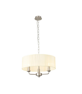 Banyan 3 Light Multi Arm Pendant With 45cm x 15cm Organza Shade Satin Nickel/Cream-1
