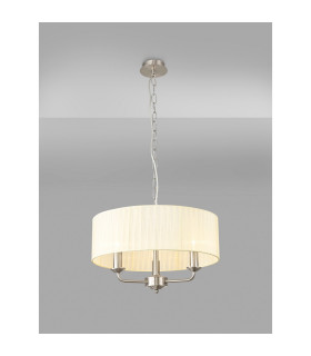 Banyan 3 Light Multi Arm Pendant With 45cm x 15cm Organza Shade Satin Nickel/Cream-2
