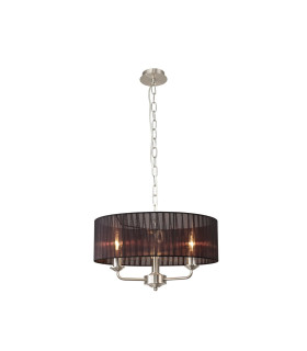 Banyan 3 Light Multi Arm Pendant With 45cm x 15cm Organza Shade Satin Nickel/Black-1