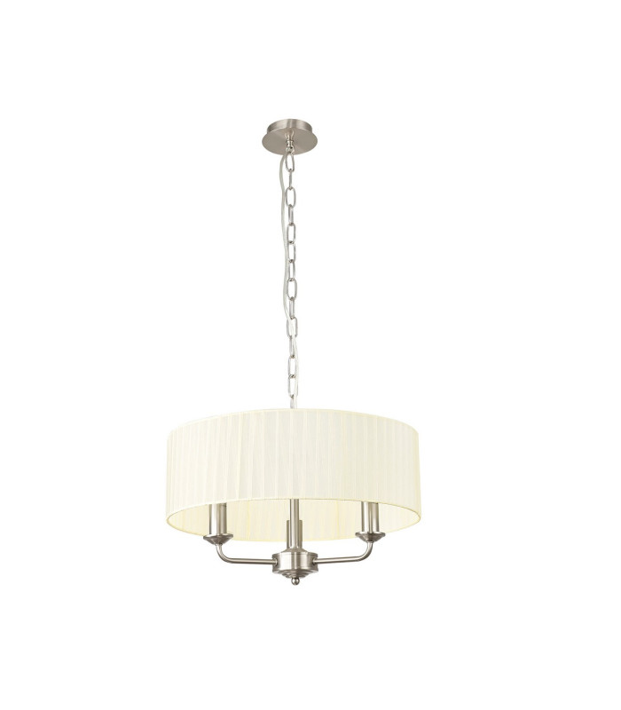 Banyan 3 Light Multi Arm Pendant With 45cm x 15cm Organza Shade Satin Nickel/Cream-4