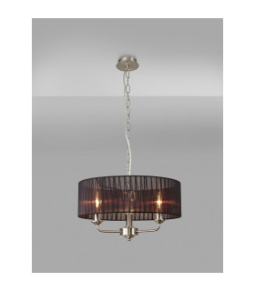 Banyan 3 Light Multi Arm Pendant With 45cm x 15cm Organza Shade Satin Nickel/Black-2