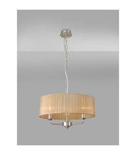 Banyan 3 Light Multi Arm Pendant With 45cm x 15cm Organza Shade Satin Nickel/Soft Bronze-2